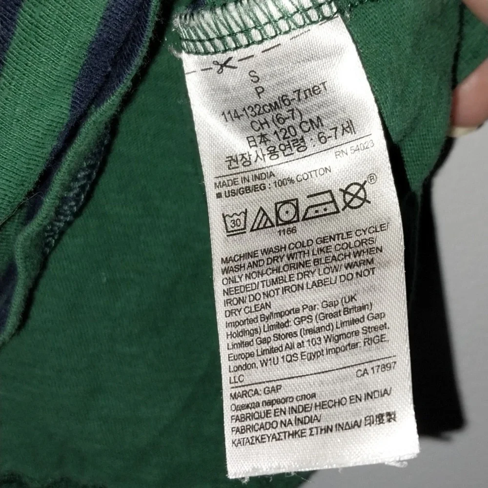Gap Green, Blue and Yellow Striped Long Sleeve Tee Small
